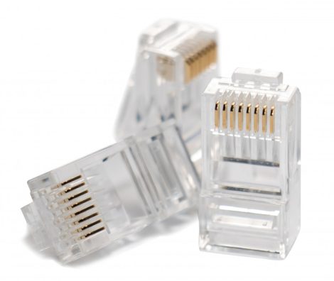 Hikvision DS-1M6UA-15U/100PCS RJ45 csatlakozó; UTP fali kábelre (tömör); cat6; önkioltó UL94V-2; 100 db/doboz; 8P8C