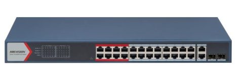 Hikvision DS-3E1326P-EI (B) 26 portos PoE switch (370 W); 24 PoE + 2 kombinált uplink port; smart menedzselhető