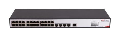 Hikvision DS-3E2728-HI-24T4X 28 portos switch; L2; 24 1000M RJ45 + 4 10G SFP+ uplink port; menedzselhető