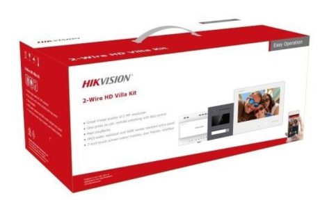 Hikvision DS-KIS704EY/Aluminum Kétvezetékes HD video-kaputelefon szett; alumínium kültéri; fehér beltéri; disztributor; tápegység