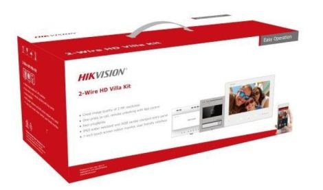 Hikvision DS-KIS704EY Kétvezetékes HD video-kaputelefon szett; kültéri; fehér beltéri; disztributor; tápegység